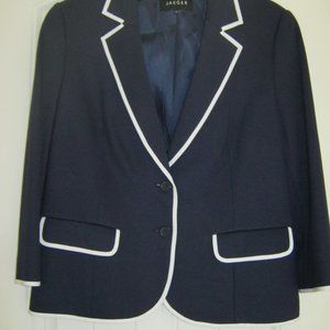 Jaeger Navy White Blazer UK Size 16 Spring